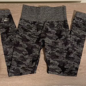 Black Camouflage Gymshark Scrunched Pants